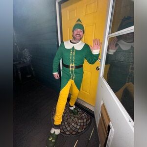Adult Buddy the Elf Costume - Green and Yellow, like new